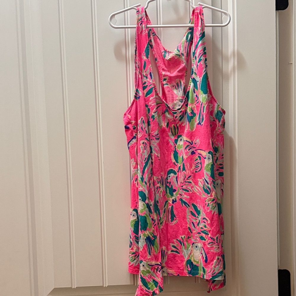 Lilly Pulitzer Sz M Pink Multi Floral Racerback Tank Top